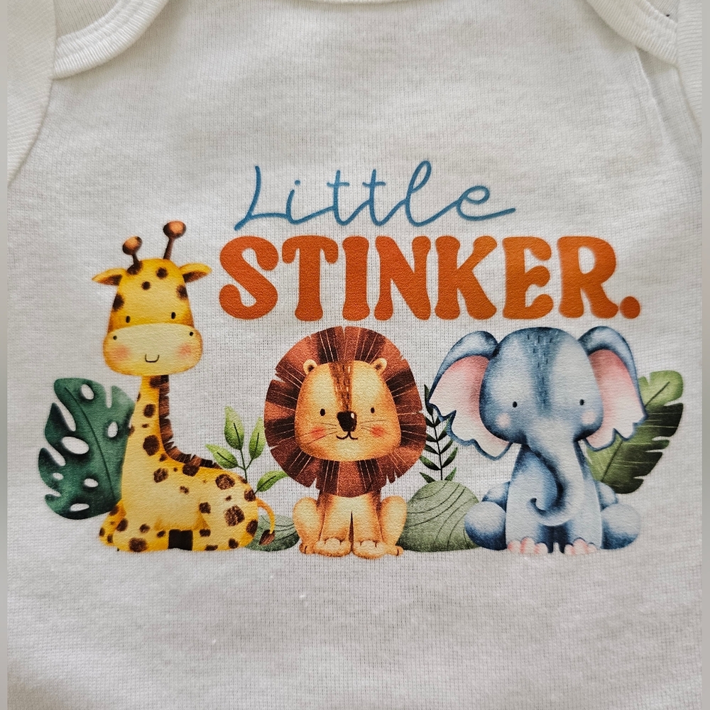 Gerber 0-3mos Baby Graphic Onesie: "Little Stinker" Short Sleeve Bodysuit